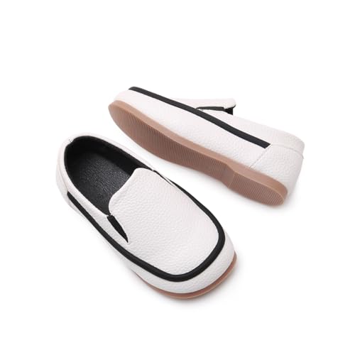 Image of SOFMUO Toddler Boys Girls Loafers Slip On Little Kids Oxford Dress Flats Casual Boat Shoes School Uniform Moccasin Daily Walking Shoes