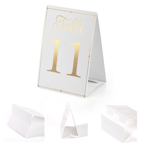 Gold Table Numbers 1-20 for Wedding Reception Decorations, Self-Standing Double-Sided Wedding Table Signs, Numbers for Tables, Perfect for Party, Birthday, Bridal Shower Decorations, Events
