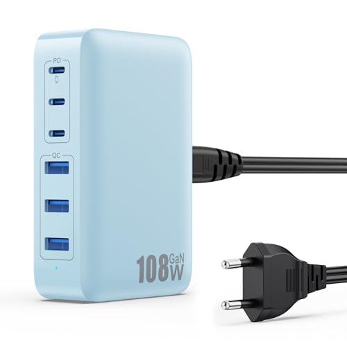 108W Cargador USB C Multiple, GAN III 6-Port...