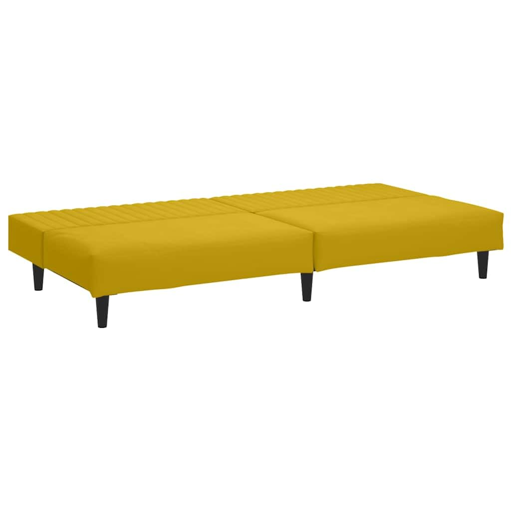 Set di 2 divani in velluto giallo, divano trasformabile con poggiapiedi, larghezza 200 cm, divano letto per soggiorno, comodi mobili imbottiti, divano versatile