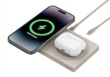 Belkin 2 in 1 MagSafe充電器 最大15W高速充電 ワイヤレス充電器 MagSafe公式認証 iPhone17,16～12 AirPods 対応 AC電源アダプタの付属なし サンド WIZ019btSA
