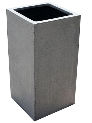 VIVANNO Pflanzkübel Blumenkübel Pflanzsäule Fiberglas Beton-Design grau Block - 60x30x30 cm