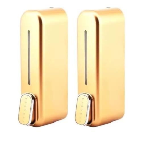 Image of Black ABS Wall Mounted Soap Dispenser: Leak-Free Hand Wash & Shampoo Bottle for Bathroom, Kitchen, Shower, Ideal Home Gadget & Organiser for Soap Dispenser in Wash Basin. (Gold)