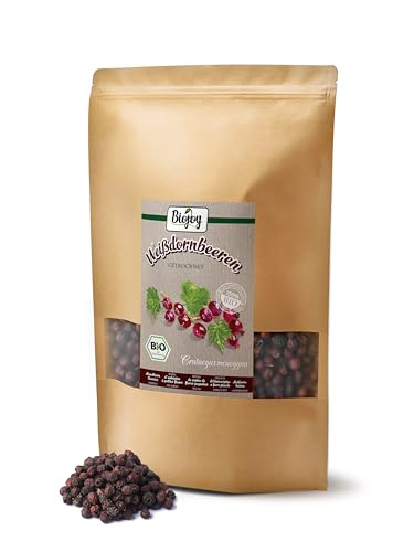 Biojoy BIO-Weißdornbeeren getrocknet (1 kg), ganz, Weißdorn-Tee (Crataegus monogyna)