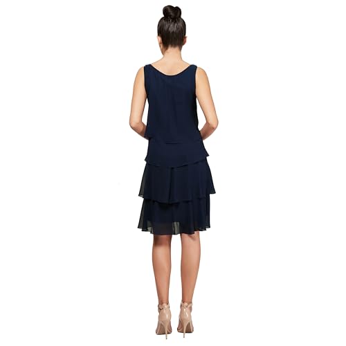 Image of S.L. Fashions Womens Tiered Cocktail Party Dress, Wedding Guest Gown (Petite and Regular Sizes)