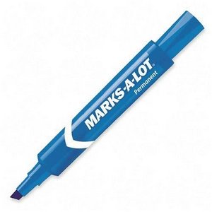 Marks-A-Lot 07886 - Permanent Marker, Regular Chisel Tip, Blue, Dozen