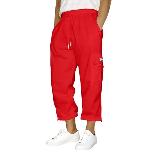 Men's Cargo Sweatpants Open Bottom Fleece Hiking Jogger Cargo Sweat Pants for Men with Pockets