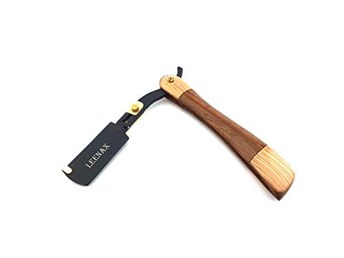 Straight Shaving Razor Handle, Cut Throat Barber Shaving Razor, Plain Wooden Design Pure Wood,Men Easy Opening Straight Shaving Razor Wooden Handle Double Edge Barber Hair Beard Shaver