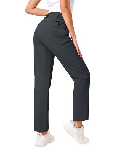 TACVASEN Women's Hiking Pants Cargo Quick Dry Water Resistant Lightweight 5 Pockets Tactical Pants Travel Darkgrey L