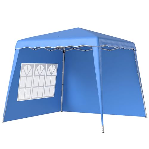 Outsunny Carpa Plegable Pop up 3x3 m Cenador Pabellón de Jardín con 2 Paredes Laterales Altura Ajustable y Bolsa de Transporte Protección UV50+ Impermeable Gazebo para Camping Fiestas Exterior Azul
