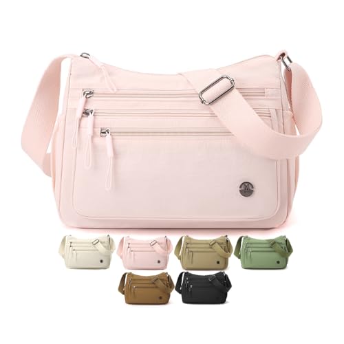 Bolsas transversais para mulheres, bolsa de ombro casual com vários bolsos, bolsas de mão com alça ajustável para mulheres, rosa, Bolsas transversais femininas