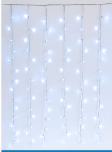 Elektronova Zasłona świetlna, 200 diod LED, 3 m, białe światło, biały kabel, IP65, przedłużana, efekt błysku, z jednolitymi przewodami o długości 1 metra, wieniec bożonarodzeniowy, sklepy, balkon