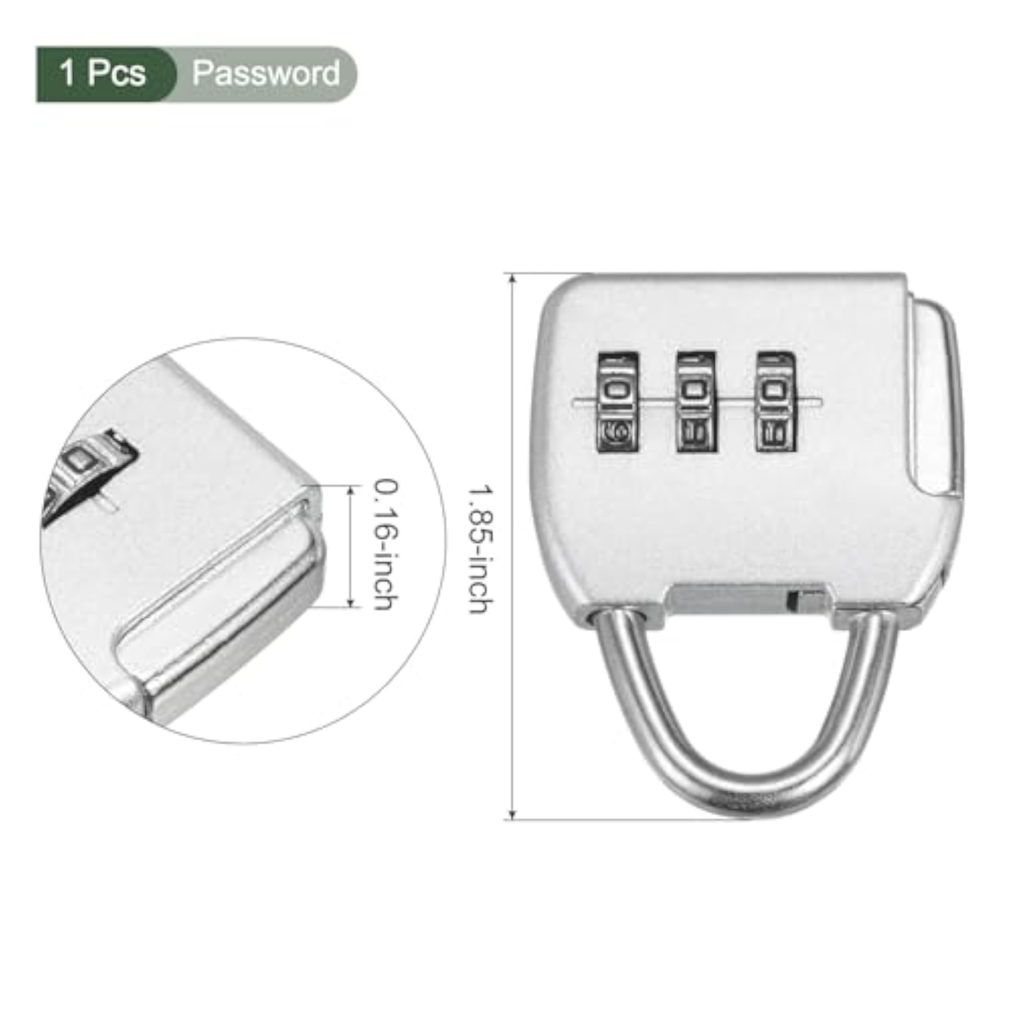 3 Digit Combination Padlock with Security Cables, Silver