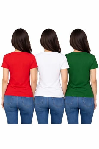 Image of Hangout Hub HH95 Tshirt for Womens | Regular Fit | Super Combed Cotton Women T-Shirt | Solid Plain Tees | Round Neck T Shirt | Half | Pack of 2 | 3 | 4 | 5 | 6
