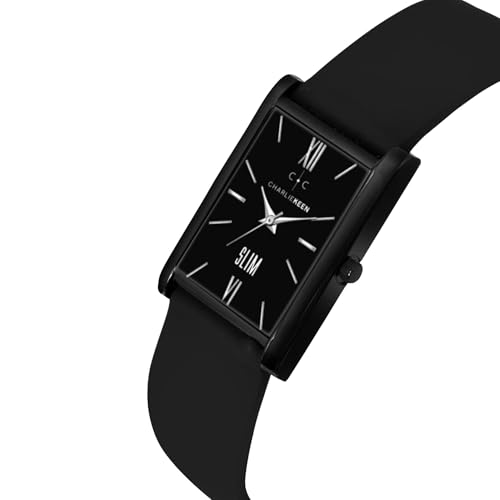 Image of CHARLIEKEEN Slim Analogue Watch, Black Dial, Leather Strap