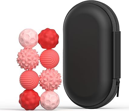 8PCS Balls Fidget Toys, Texture Tactile Sensory Balls, Balls with Silicone Shell, Stress Anxiety Relief Sensory Toys for Fingers Hands for Adults & Teens with Autism(Pink)