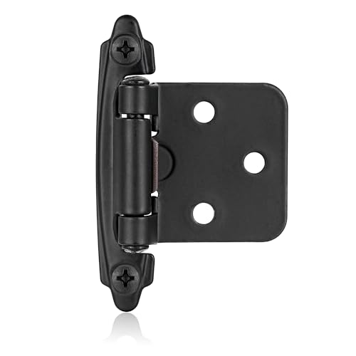 Vallecloud 4 Pack (2 Pair) Matte Black Self Closing Cabinet Hinges for Flush Mount Kitchen Cabinet...