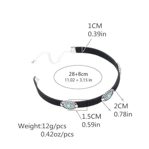 Boho Necklaces for Women - Country Cowgirl & Bohemian Jewelry - Turquoise Western Choker & Vintage Leather Cowboy Hat Necklace 5