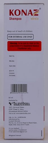 Image of Konaz 2% - Bottle of 60ml Shampoo with Ketoconazole