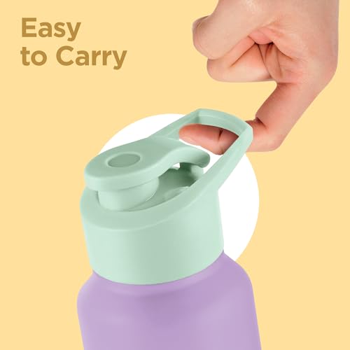 Image of MILTON Torino 1000 Stainless Steel Water Bottle, Leakproof Lid, Single Walled, ISI Certified I For School, Office, Gym I 980 ml, Purple & Mint Green