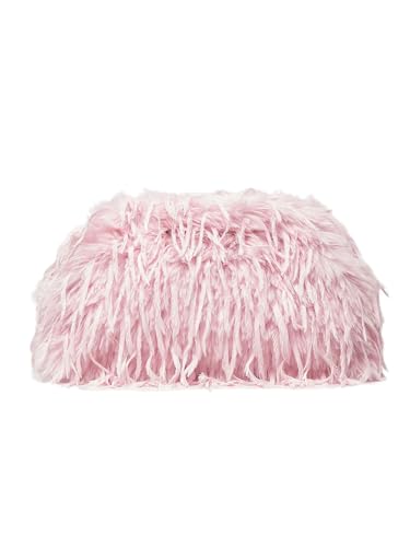 Verdusa Womens Fuzzy Handbags Clutch Purses Y2k Furry Plush Evening Bags Light Pink One Size