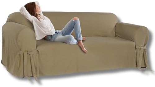 Capa para Sofá de 4 Lugares em Brim Sarja 100% Algodão Cor:Marrom...