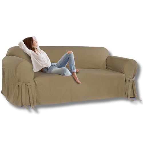 Capa para Sofá de 4 Lugares em Brim Sarja 100% Algodão Cor:Marrom...