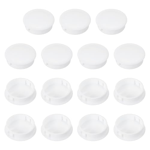 Image of PATIKIL 38 mm /1-1 /2 Plastic Hole Plugs, 15 Pack Flush Type Round Plug Snap in Hole Panel Tube Kitchen Cabinet Furniture Fencing Post Pipe Insert End Caps, White