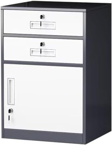 Barino オフィスキャビネット ファイル デスクワゴン サイドワゴン スチール製 サビ止め塗装 机下収納 完成品 大容量 鍵付き 引き出し 扉付き 袖机 オフィス 事務所 更衣室 学校 業務用 オフィスサイド、テーブル下ファイル、データ、小型 ロック付