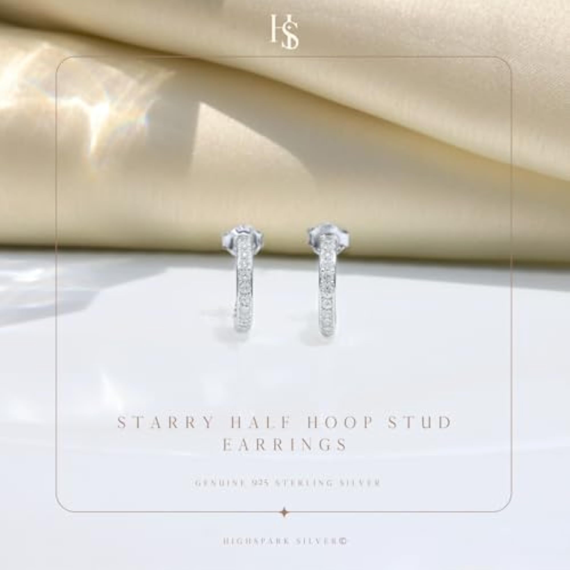 Women's 925 Sterling Silver Studded Hoop Styled Earrings
