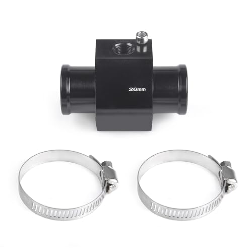 Aluminum Water Temp Joint Pipe, Black, 26mm