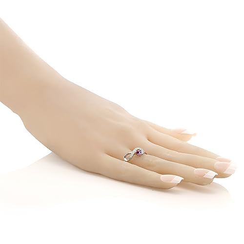 Gem Stone King Heart Shape Gemstone Birthstone Infinity Ring For Women | 925 Sterling Silver | Wedding Engagement Anniversary Promise Ring | 4MM Heart | Available in Size 5,6,7,8,93