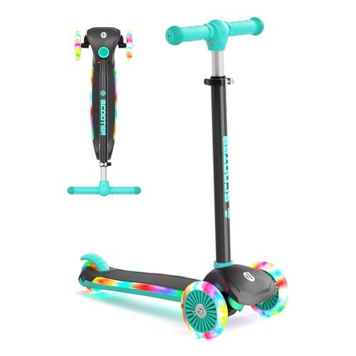 Image of XJD Toddler Scooters for Kids 3-8, 3 Wheel Scooters for Kids 110lbs, LED Light-Up Wheels and Side, 3 Adjustable Height, Lean-to-Steer, Birthday Gift Toy for 3-8 Year Old Girl Boy