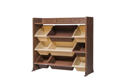 Iris Ohyama, Étagère pour Jouet, Meuble de Rangement Enfant, Organisateur, Boîtes à Jouets, 9 coffres Amovibles Multicouleurs, Ecole, Chambre, Salle de...