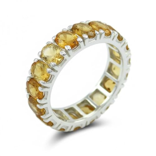 Image of 55Carat Choose Your Color Natural Gemstone Sterling Silver Band Ring Birthstone Friendship Love Size 5-13