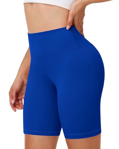 Runhit Spandex Shorts Women Biker Workout Gym Yoga Athletic Running Volleyball Booty Tummy Control High Waisted Soft Compression No See Through 8 M Blue