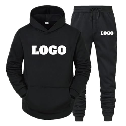 Personalisierte Herren Sets Trainingsanzug Kapuze Sweatshirt + Hose Zweiteiliges Set Benutzerdefiniert Logo Hoodie & Jogginghose Anzug Unisex Sport Freizeit Outfits Color9,M