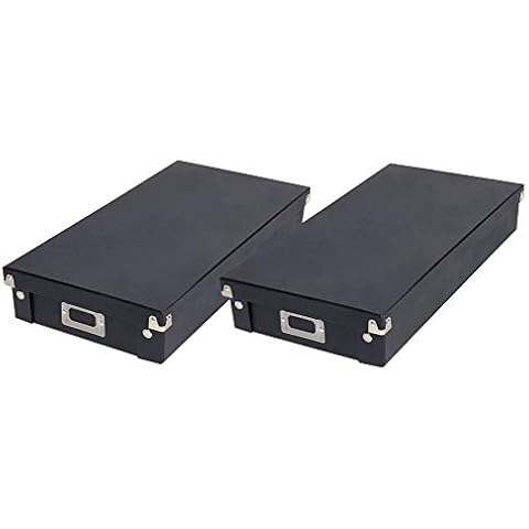 Snap-N-Store Cassette Tape Storage Box - 2 Pack, Durable Boxes with Lids to Hold up to 50 Cassette Cases - Black Cover
