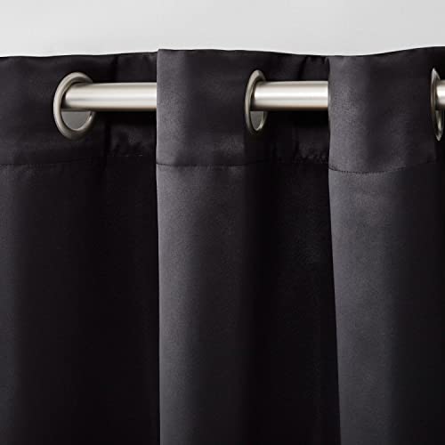 Estate View™ Seville Solid Room Darkening Grommet Top Curtain Panel Pair, 38"X96", Black #TOP4