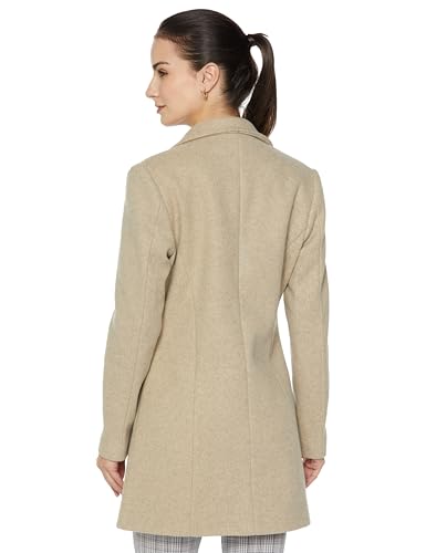 Image of Qube By Fort Collins Women's Semi-Long Tweed Coat with Knitted Finish - Elegant Winter Outerwear for Casual and Formal Looks