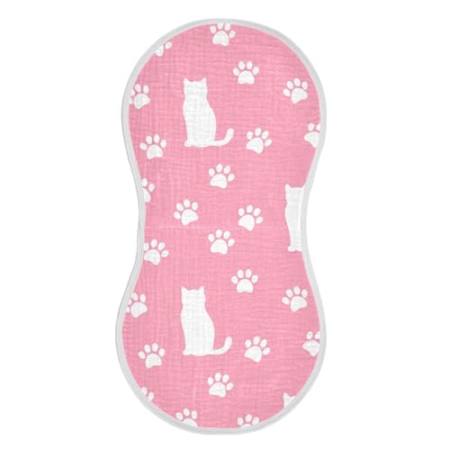2 Pack Baby Burp Cloths, Soft Absorbent Burping Cloths for Babies, Cotton Milk Spit Up Rags, Large Size for Newborns, Baby Boys and Girls (Pink Paw Print Pattern)2