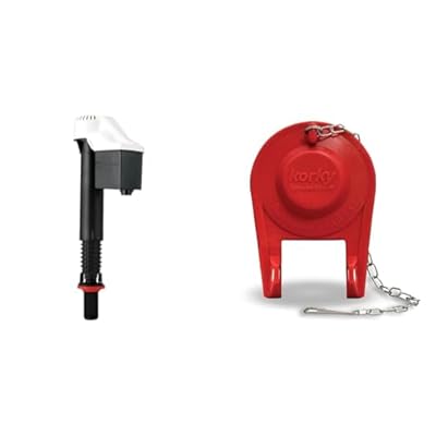 Korky 528 Toilet Fill Valve, Universal, Black(Packaging May Vary) & 100BP Ultra High Performance Flapper Fits Most Toilets - Long Lasting Rubber - Easy to Install - Made in USA, Small, Red