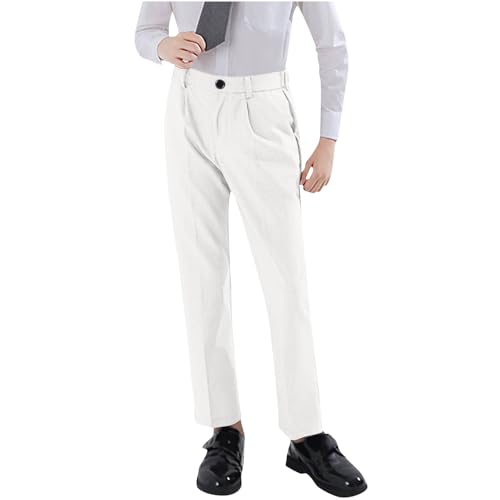 Middle Aged Boys' Suit Pants Fashion Solid Color Middle Waist Pocket Button Zipper Straight Pants 3-16 Years