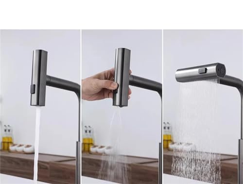 Robinet de cuisine mitigeur monotrou eau chaude froide gris - 4