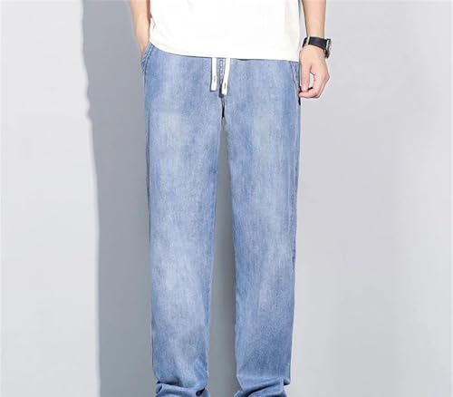 Men's Vintage Jeans Summer Thin Straight Denim Pants Elastic Waist Casual Plus Size Streetwear Trousers4