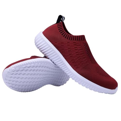 Image of konhill Womens Walking Shoes Slip On Sneakers Breathable Mesh Lightweight Casual Footwear for Daily Commute