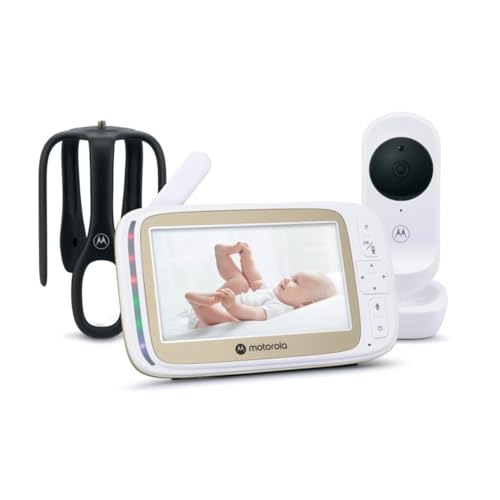Motorola Nursery Baby monitor VM45 CONNECT con telecamera Wi-Fi e monitor da 5', visione HD 720p, comunicazione bidirezionale, controllo della temperatura, supporto per culla Stargrip, lunga portata