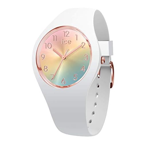 Préparez votre liste de Noel dès maintenant ! 1 Ice-Watch - Ice Sunset Rainbow - Montre Blanche pour Femme avec Bracelet en Silicone - 015743 (Small)