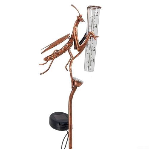 Wrought Iron Rain Gauge, Solar Light Rain Gauge, With Built-In Solar Light, For Rainfall Measurement, Gardens, Decks, Lawns, Patios