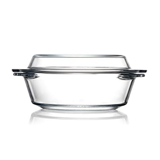 ZYER Small Glass Casserole Dish With Glass Lid Round Glass Microwave Safe Bowls with Lids, Glass Microwavable Bowls (0.65L)